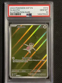 2024 POKEMON SSP EN-SURGING SPARKS #212 SLAKOTH ILLUSTRATION RARE PSA 10 - Image 1