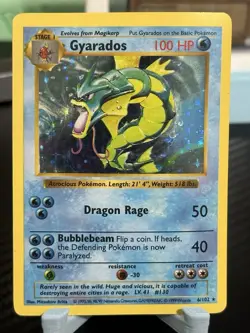 Pokemon TCG Gyarados Base Set 6/102 Shadowless Holo Rare - Image 1