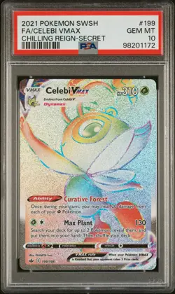 2021 POKEMON SWORD & SHIELD CHILLING REIGN SECRET FULL ART/CELEBI VMAX PSA 10 - Image 1