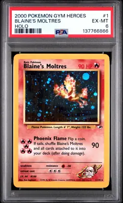 2000 POKEMON GYM HEROES HOLO #1 BLAINE'S MOLTRES PSA 6 - Image 1