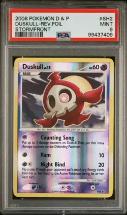 2008 POKEMON DIAMOND & PEARL STORMFRONT SH2 DUSKULL-REVERSE FOIL PSA 9 - Image 1