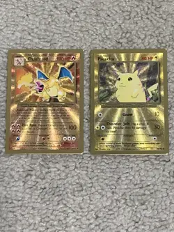 Pokemon Celebrations Gold Metal Charizard & Pikachu Cards 25th Anniversary Read - Image 1