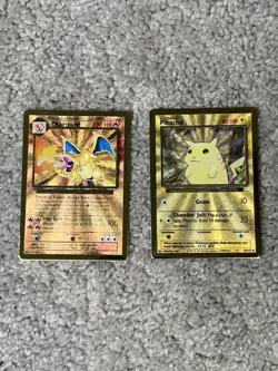 Pokemon Celebrations Gold Metal Charizard & Pikachu Cards 25th Anniversary Read - Image 2