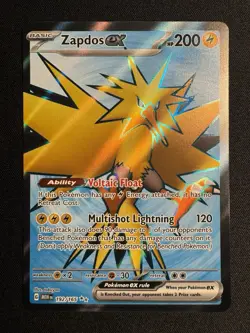 Pokemon Scarlet & Violet Zapdos EX 151 Ultra Rare Full Art Holo Card 192/165 NM - Image 1