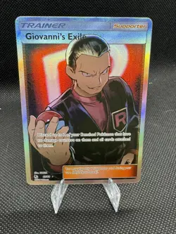 Giovanni’s Exile 67/68, NM Full Art, Sun & Moon: Hidden Fates, Pokemon TCG Card - Image 1