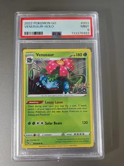 PSA 9 MINT 2022 Pokemon Go VENUSAUR #003 Holo Rare Pokemon Card #003 - Image 1