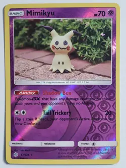 REVERSE HOLO Mimikyu 97/236 VLP - Yuka Morii Clay - Cosmic Eclipse Pokemon Card - Image 1