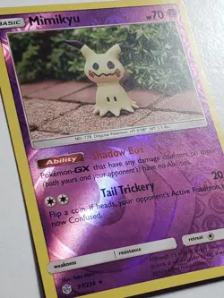 REVERSE HOLO Mimikyu 97/236 VLP - Yuka Morii Clay - Cosmic Eclipse Pokemon Card - Image 2