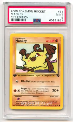 PSA 9 MINT Mankey Team Rocket 1st Edition 2000 Pokemon WOTC 61/82 -61 - Image 1