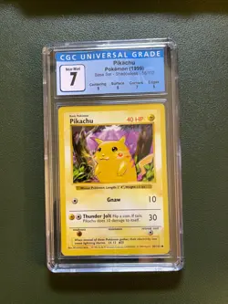 Pikachu 58/102 Base Set Shadowless Pokemon CGC graded 7 red cheeks - Image 1