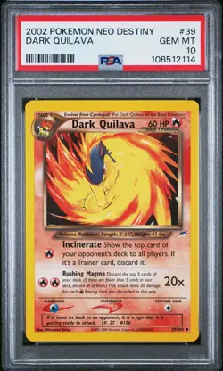 2002 POKEMON NEO DESTINY #39 DARK QUILAVA PSA 10 - Image 1
