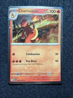 Pokemon Scarlet & Violet 151 Cosmos Holo Charmeleon 005/165 Swirl - Image 1