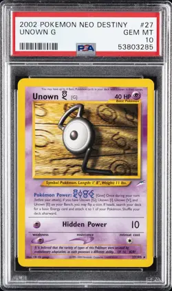 2002 POKEMON NEO DESTINY #27 UNOWN G PSA 10 - Image 1