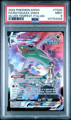 Pokemon PSA 9 Rayquaza Vmax #TG20 Full Art Tempesta Argentata 2022 Italiano - Image 2