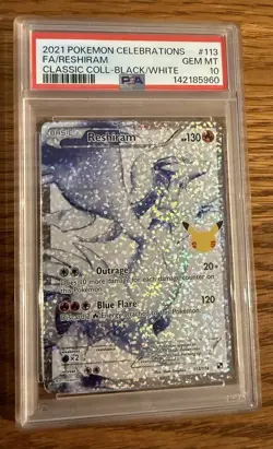 PSA 10 Gem Mint 2021 Pokemon Reshiram #113/114 Celebrations: Classic Collection - Image 1