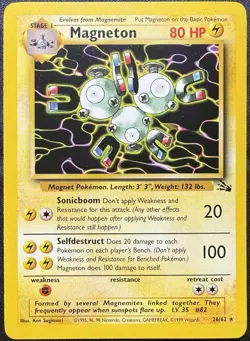 Pokemon TCG Magneton 26/62 Fossil Set Unlimited Rare Vintage - Image 1