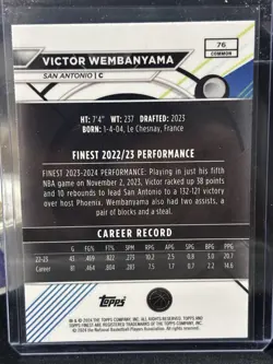 2023-24 Topps Finest Victor Wembanyama RC Rookie X-Fractor #76 San Antonio Spurs - Image 2