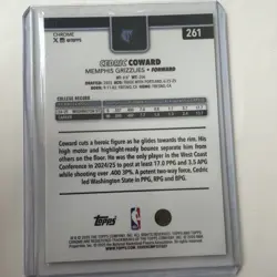 2025 Topps Chrome Cedric Coward X Fractor Refractor RC Grizzlies Rookie #261 - Image 2