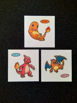 Pokemon Japanese Vintage Stickers Charmander Charmeleon Charizard - Image 1