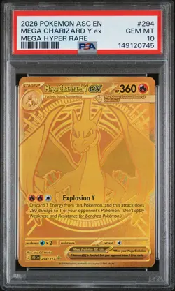 2026 POKEMON ASC EN-ASCENDED HEROES MEGA HYPER RARE MEGA CHARIZARD Y EX PSA 10 - Image 1