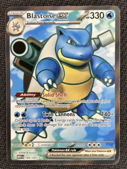 Pokemon TCG 151 Blastoise ex 184/165 Sv: Scarlet & Violet 151 Holo FULL ART - Image 1