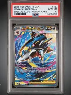 2025 POKEMON PFL EN-PHANTASMAL FLAMES #127 MEGA SHARPEDO EX PSA 10 Spanish - Image 1