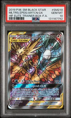 2019 POKEMON SM BLACK STAR PROMO FULL ART/MOLTRES & ZAPDOS & ARTICUNO GX PSA 10 - Image 1