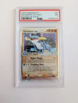 2004 POKEMON EX TEAM MAGMA VS TEAM AQUA #95 SWAMPERT EX-HOLO PSA 7 - Image 1