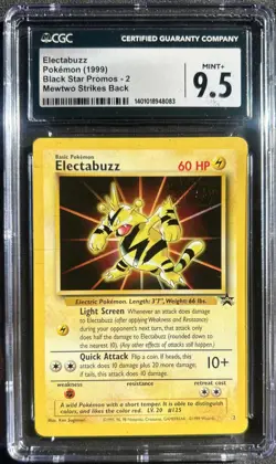 CGC 9.5 MINT+ Electabuzz # 2 WOTC Black Star PROMO Pokemon Card - Image 1