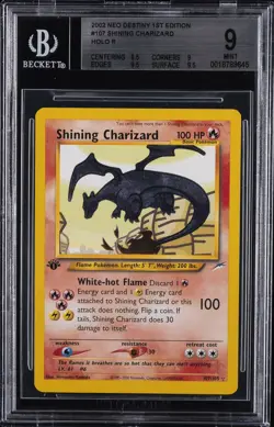 2002 POKEMON NEO DESTINY 1ST ED #107 SHINING CHARIZARD BGS 9 - Image 1
