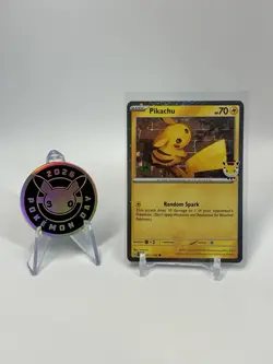 Pikachu (Pokemon Day 2026) 051/162 w/ Coin - NM Cosmo Holo Promo - Image 1