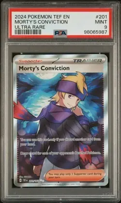 MORTY'S CONVICTION #201 PSA 9 • 2024 POKEMON TEF EN-TEMPORAL FORCES ULTRA RARE - Image 3