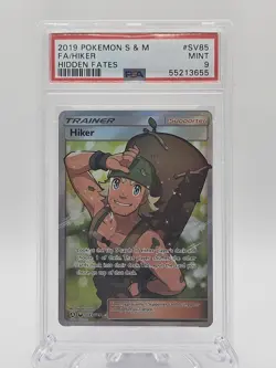 2019 Pokemon Sun & Moon Hidden Fates Hiker Full Art #SV85 PSA 9 Mint - Image 1