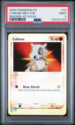 PSA 9 Cubone 40/95 Reverse Holo 2004 Pokemon EX Team Magma vs Team Aqua Pop 18 - Image 1