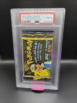 PSA 8 1999 TOPPS POKEMON TV ANIMATION SEALED FOIL PACK SERIES 1 BLUE LOGO - Image 3