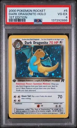 Dark Dragonite 5/82 1st Edition Holo Rare Pokemon TCG Team Rocket PSA 4 VG-EX - Image 1