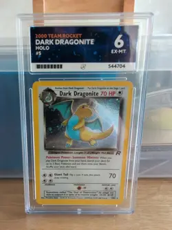ACE 6 Dark Dragonite Team Rocket Pokemon Card 5/82 Holo Rare WOTC Vintage - Image 1