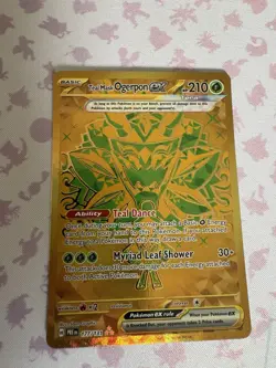 Pokemon TCG Prismatic Evolutions Gold Teal Mask Ogerpon EX 177/131 Hyper Rare - Image 1