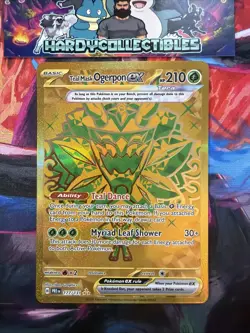 Pokemon TCG Teal Mask Ogerpon EX 177/131 Hyper Rare Gold Prismatic Evolutions NM - Image 1