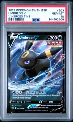 2022 POKEMON SWSH BLACK STAR PROMO V HEROES TINS #203 UMBREON V PSA 10 - Image 1
