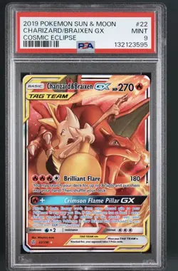 Pokemon TCG Charizard & Braixen GX 22/236 Sm-Cosmic Eclipse Holo - Image 1