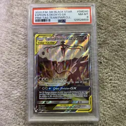 2020 Pokemon Espeon & Deoxys GX Tag Team Black Star Promo SM240 PSA 8 - Image 1