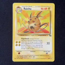 Raichu 29/62 Rare Fossil Unlimited Pokemon TCG WOTC 1999 Vintage English - Image 1
