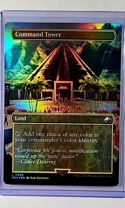 MTG Magic the Gathering REX Jurassic Park World Borderless Foil 26 Command Tower - Image 1