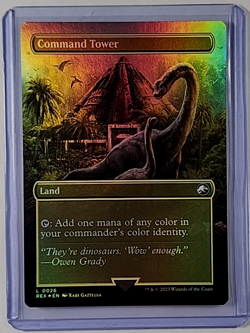 MTG Magic the Gathering REX Jurassic Park World Borderless Foil 26 Command Tower - Image 2