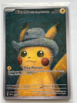 Pikachu With Grey Felt Hat Van Gogh Pika-Portrait Promo Pokemon Card - Image 1