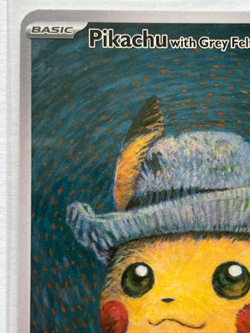 Pikachu With Grey Felt Hat Van Gogh Pika-Portrait Promo Pokemon Card - Image 3