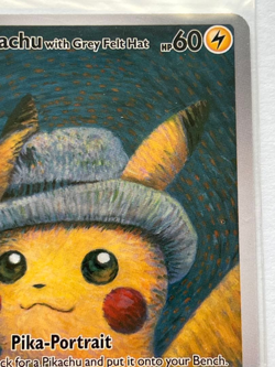 Pikachu With Grey Felt Hat Van Gogh Pika-Portrait Promo Pokemon Card - Image 4
