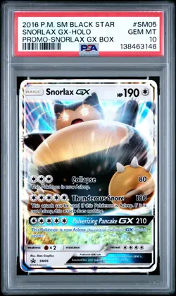 2016 POKEMON SM BLACK STAR PROMO SNORLAX GX BOX #SM05 SNORLAX GX-HOLO PSA 10 - Image 1