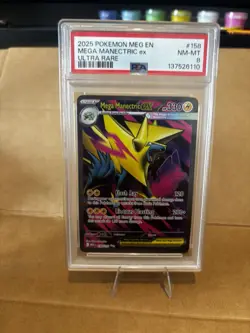 Pokemon Mega Manectric ex Me01: Mega Evolution 158/132 Ultra Rare Holo PSA 8 - Image 1